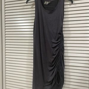 Athleta Charcoal side Ruched Dress pristine Cond..